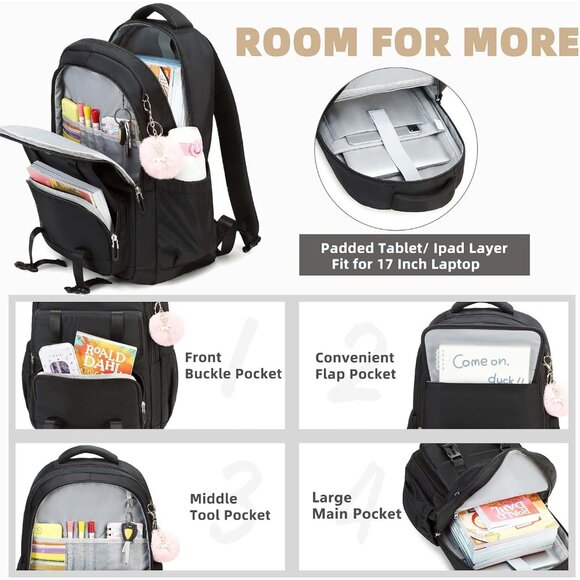 Backpack for Girls Women 15.6 Laptop School Travel Bookbag Kids Elementary - Picture 3 of 6